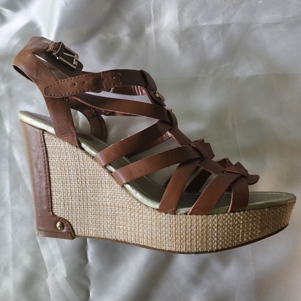 Liz Claiborne Brown Strappy Wedges